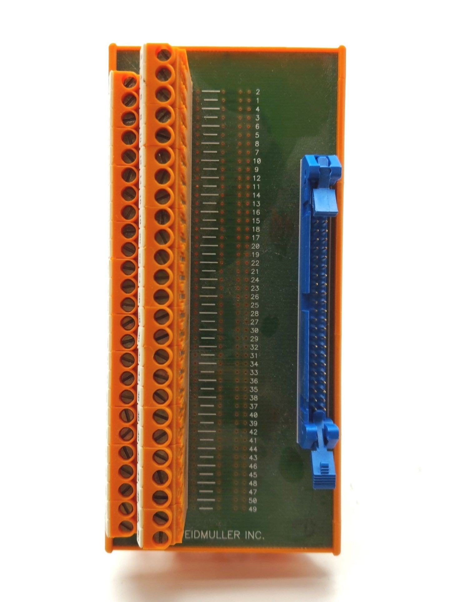 Used Weidmuller 914898/67 Breakout Board, IDC50 50-Pin Male Ribbon to Screw Terminals