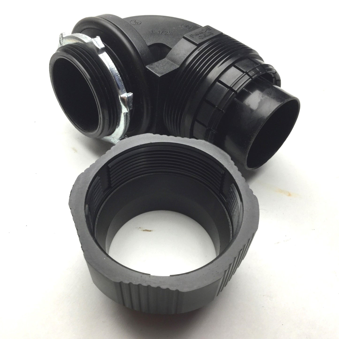 Used Thomas and Betts 1-1/2" Non-Metallic Liquid Tight Bullet Connector Elbows, 90°