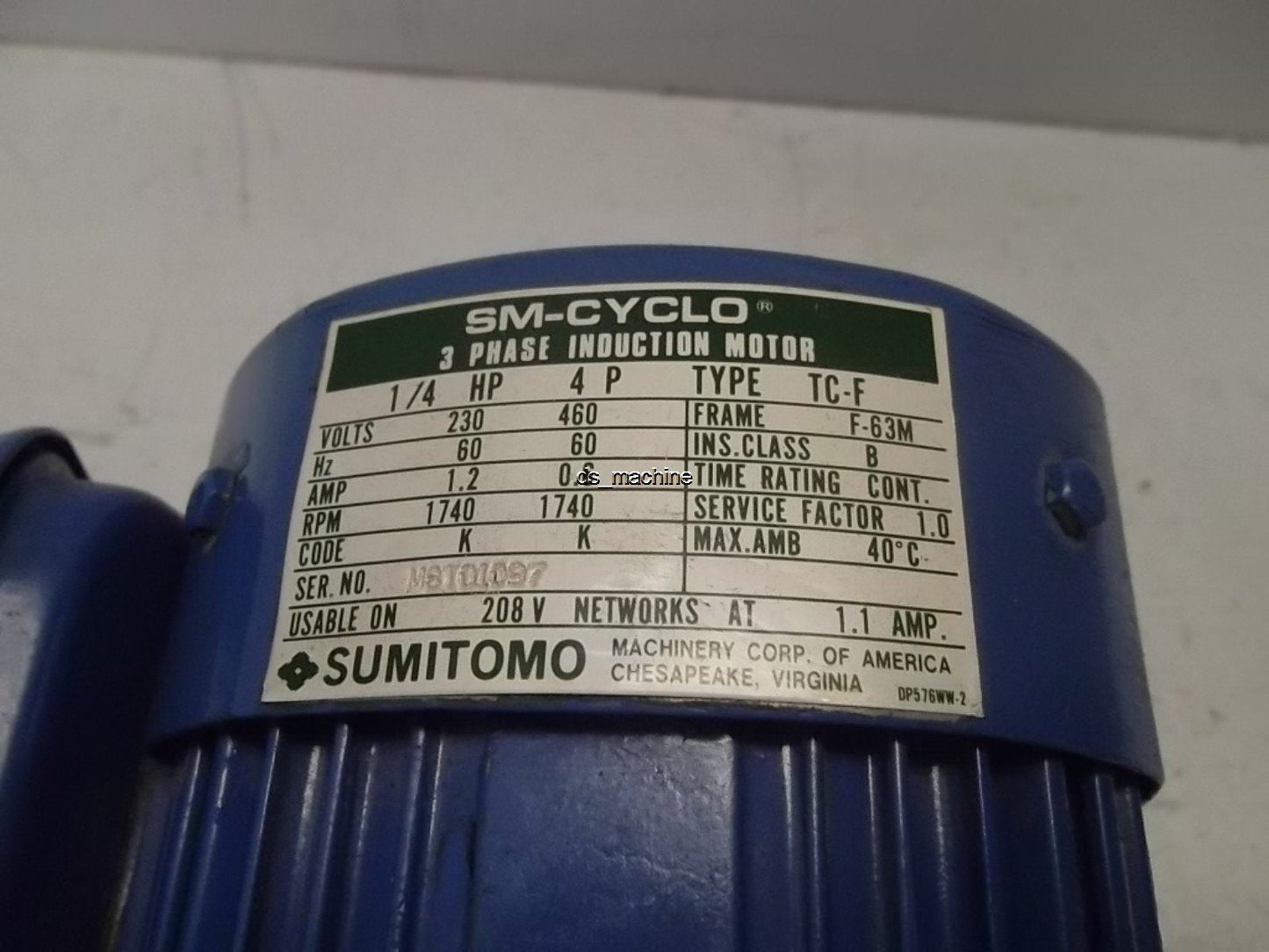 Used Sumitomo SM-CYCLO 3PH Induction Motor TC-F