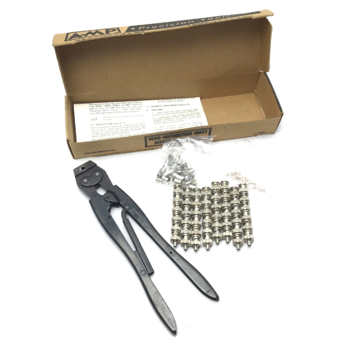 New AMP 220187-2 Certi-Crimp BNC Coaxial Crimping Tool Kit RG-59 With 40 Connectors