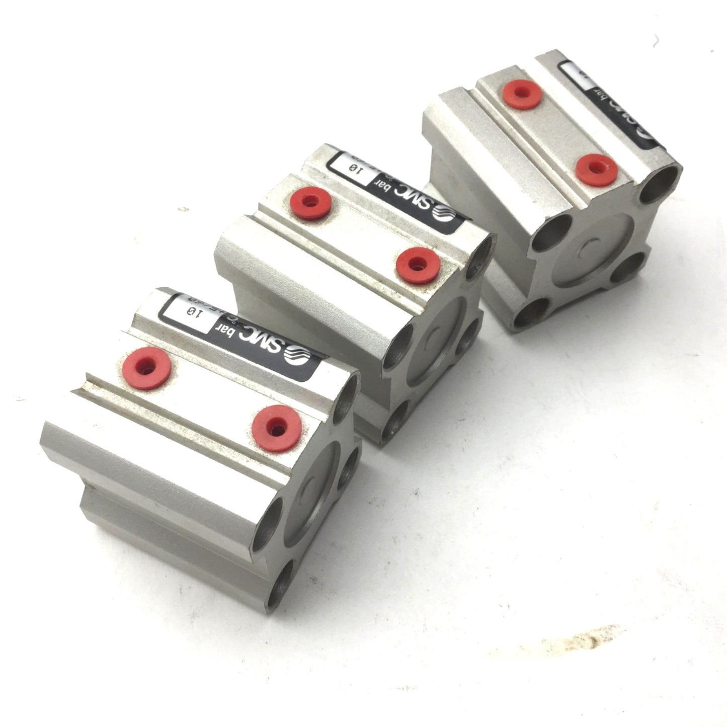 Used Lot of 3 SMC CQ2B20-20D Pneumatic Compact Cylinder, Bore: 20mm, Stroke: 20mm