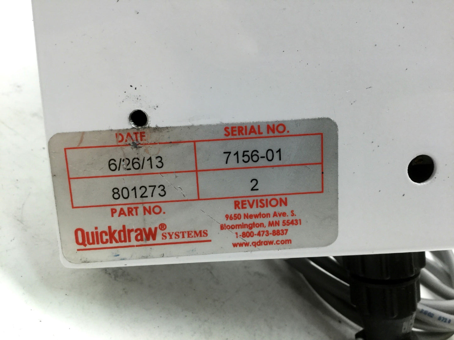 Used Quickdraw 801273 MR Series Slip Roller Conveyor, 17" Long, 24VDC 2.5A