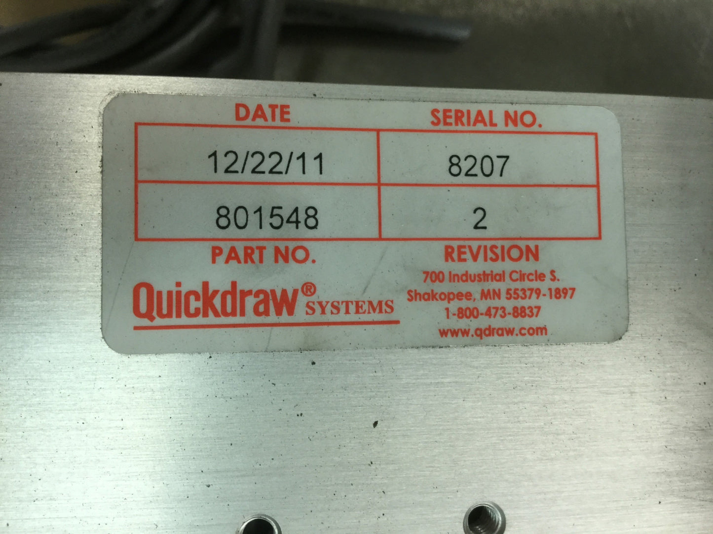 Used Quickdraw 801548 MR Series Slip Roller Conveyor, 30" Long, Voltage: 24VDC 2.5A