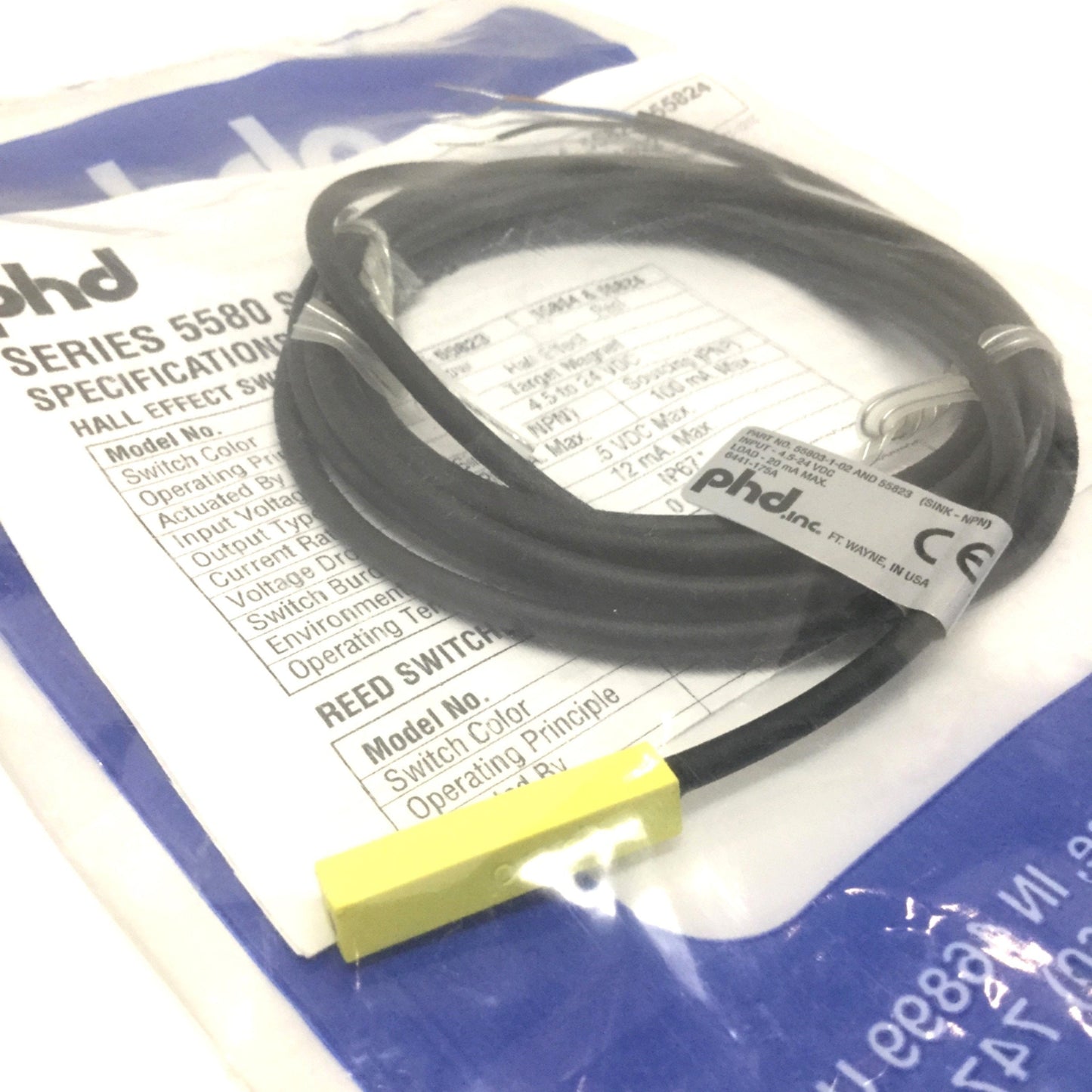 New PHD 55803-1-02 Hall Effect Cylinder Solid State Proximity Switch NPN, 5-24VDC