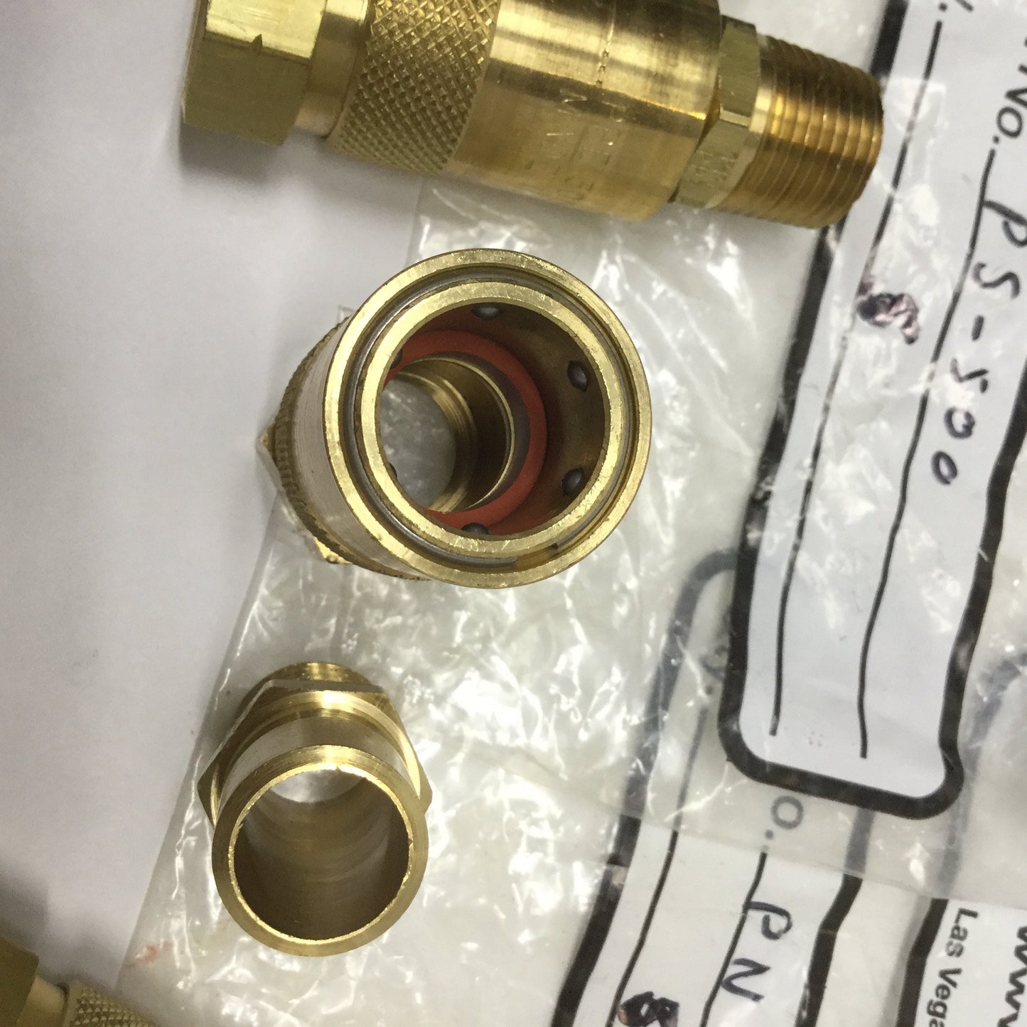 New Lot of 5 PPE PS-500, PN-554 Push-Lok Quick Coupling Brass Socket & Plug 1/2" NPT