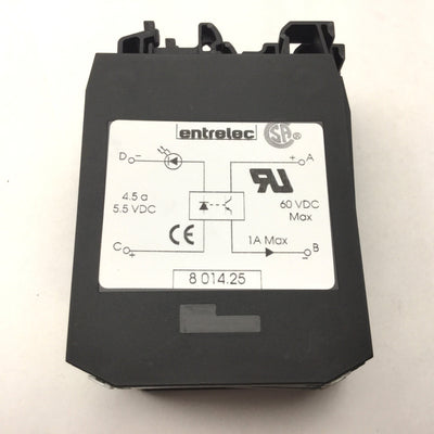 Used Lot of 4 Entrelec 8014.25 Optocoupler Modules, 4.5-5.5VDC In, 60VDC 1A Out