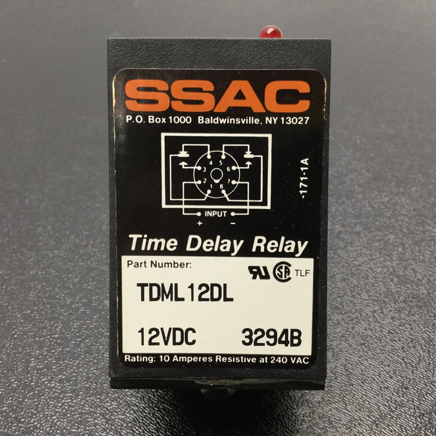 New SSAC TDML12DL Solid State Time Delay Relay 0.1-102.3 Seconds, 12VDC, DPDT, 8-Pin