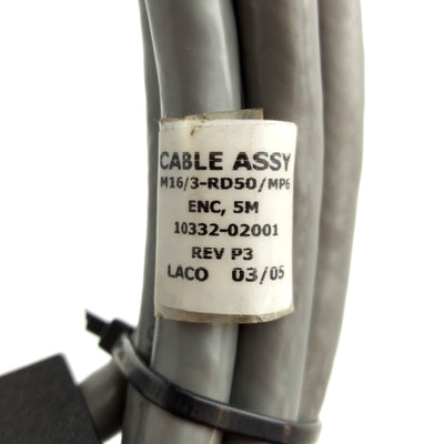 Used Adept 10330-02001 Rev. P3 Robot Encoder Cable, 44-Pin to 50-Pin D-Sub, 16' Long