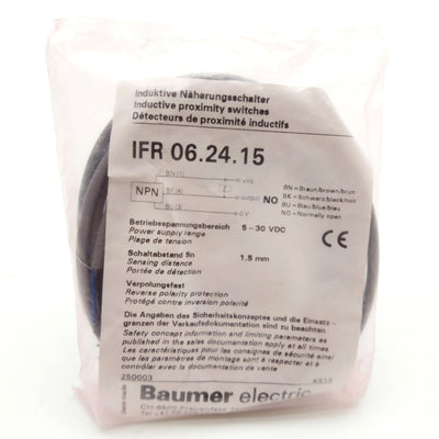 New Baumer Electric IFR 06.24.15 Proximity Sensor, 1.5mm Sensing, NPN, 5-30VDC