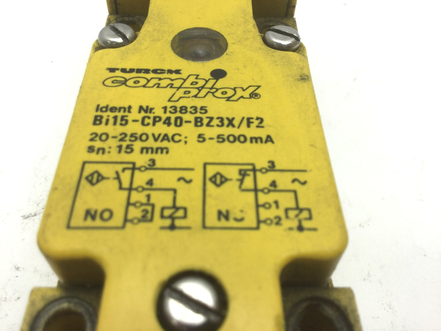 Used Turck BI 15-CP40-BZ3X/F2 Inductive Sensor 15mm Distance NO/NC AC/DC Flush Mount