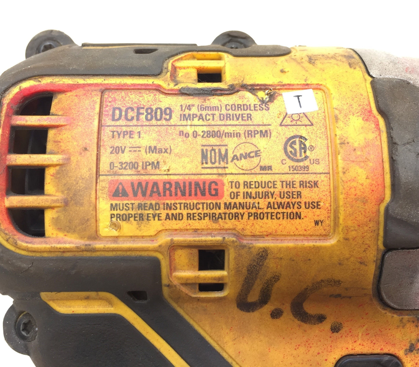 Used DeWalt DCF809 1/4" Cordless Impact Driver Brushless 20VDC DCB112 Charger Battery
