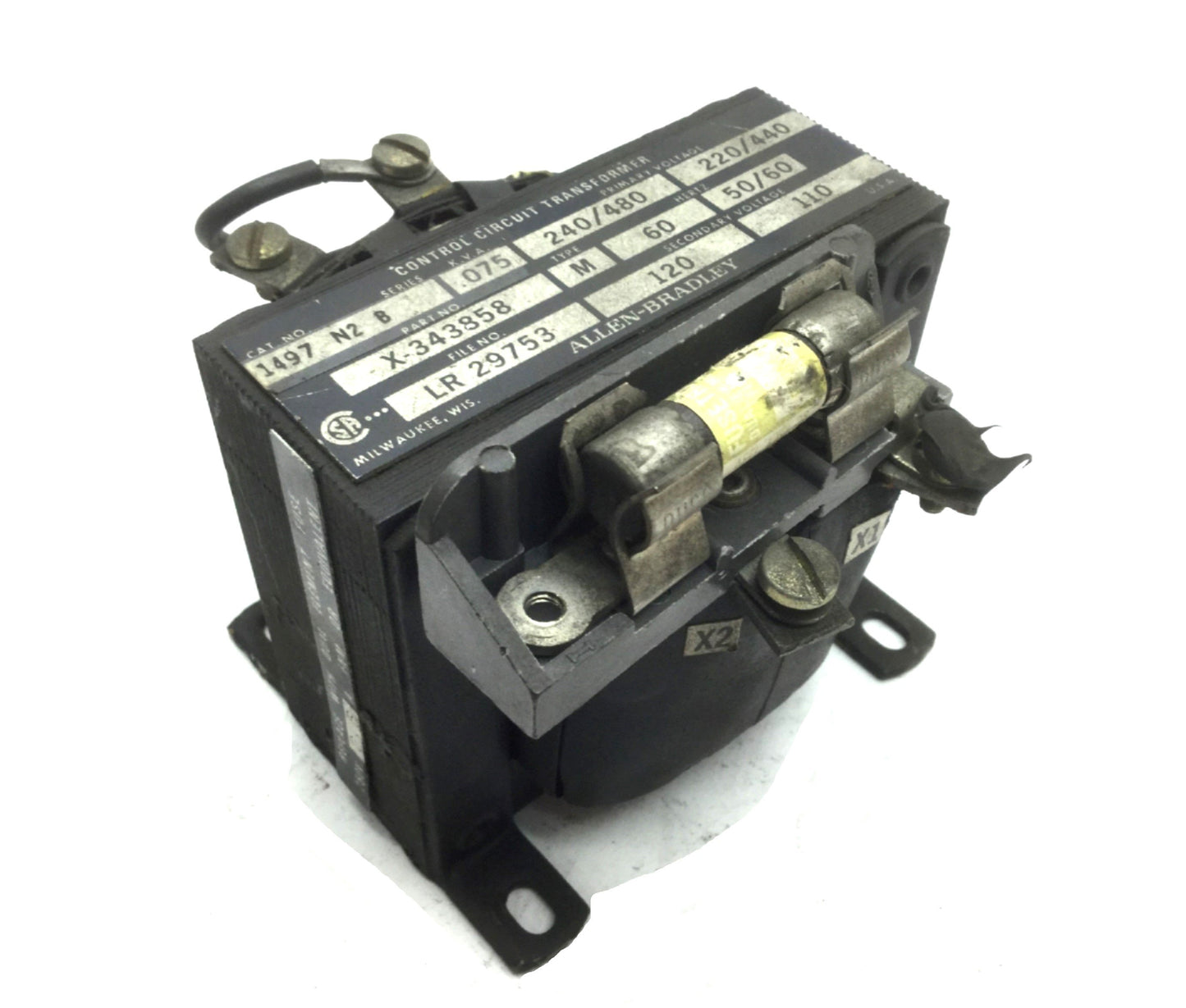 Used Allen Bradley 1497-N2-B Control Circuit Transformer Prim 240/480 Sec 120 110