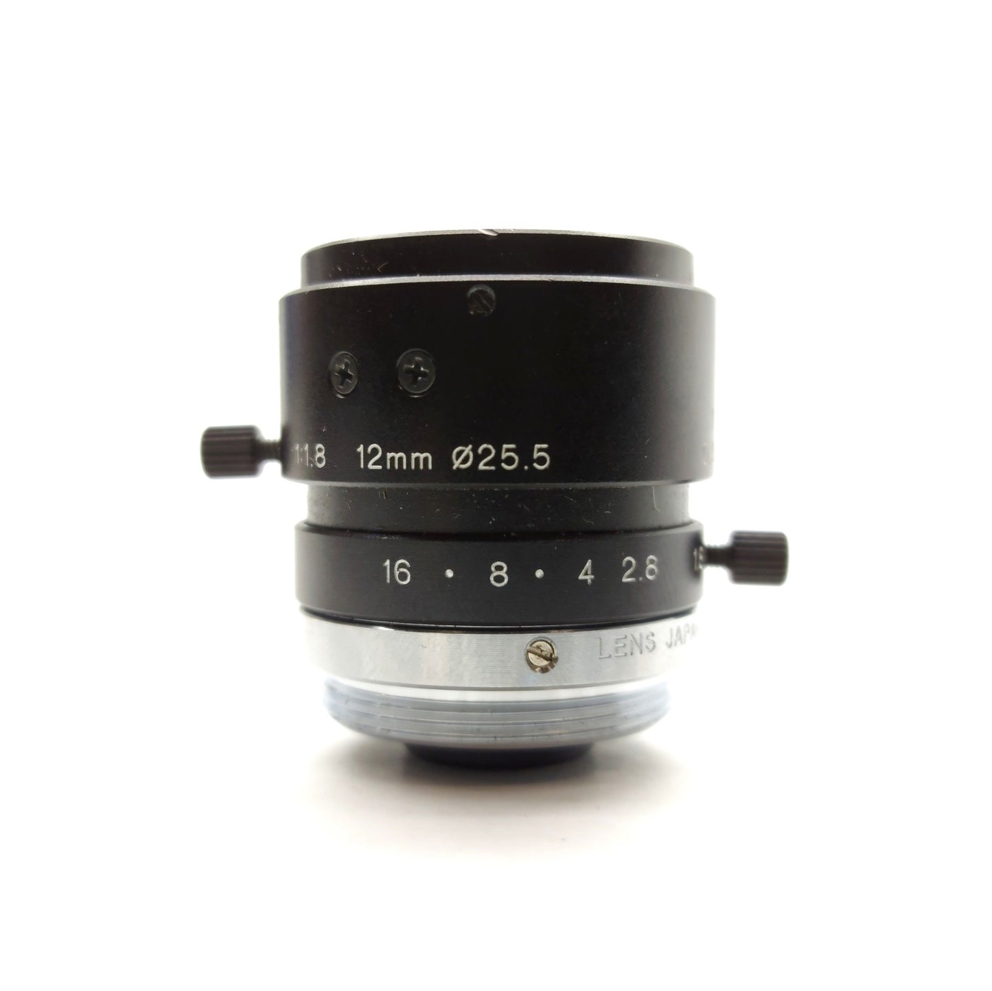 Used TAMRON 25HB Machine Vision Camera Lens, 2/3" Sensor, 12mm FL, F1.8-16, C-Mount