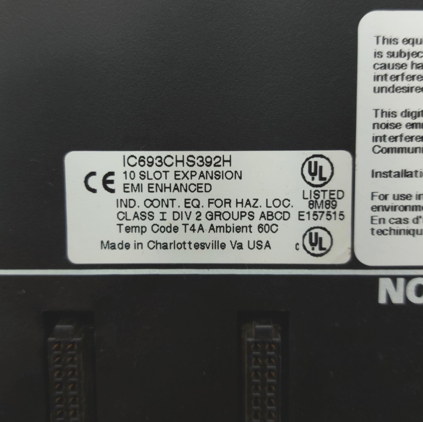 Used GE Fanuc IC693CHS392H Series 90-30 PLC I/O Expansion Rack 10-Slot Expansion, EMI