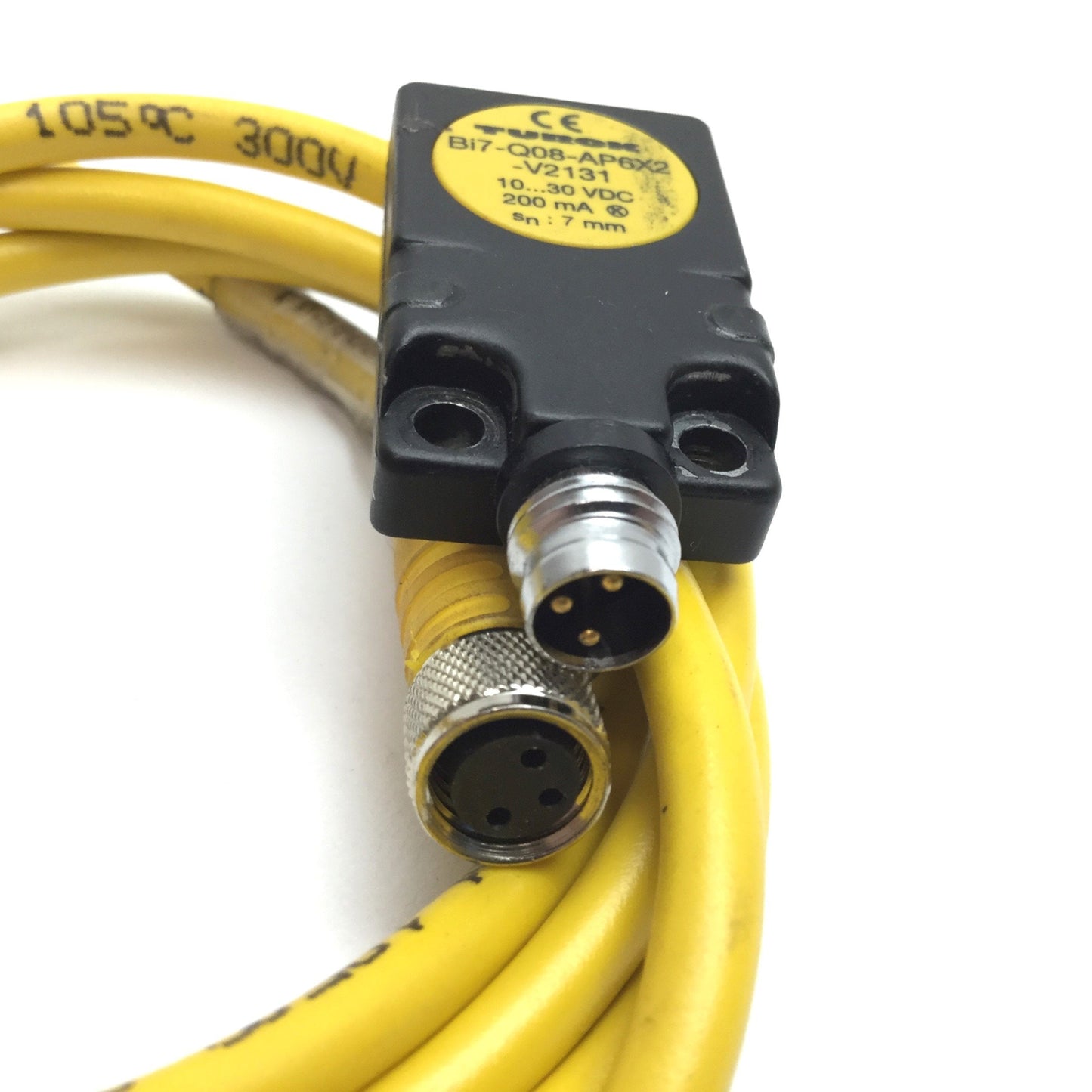 Used Turck Bi7-Q08-AP6X2-V2131 Inductive Proximity Sensor, 7mm, 10-30VDC, PNP, Cable