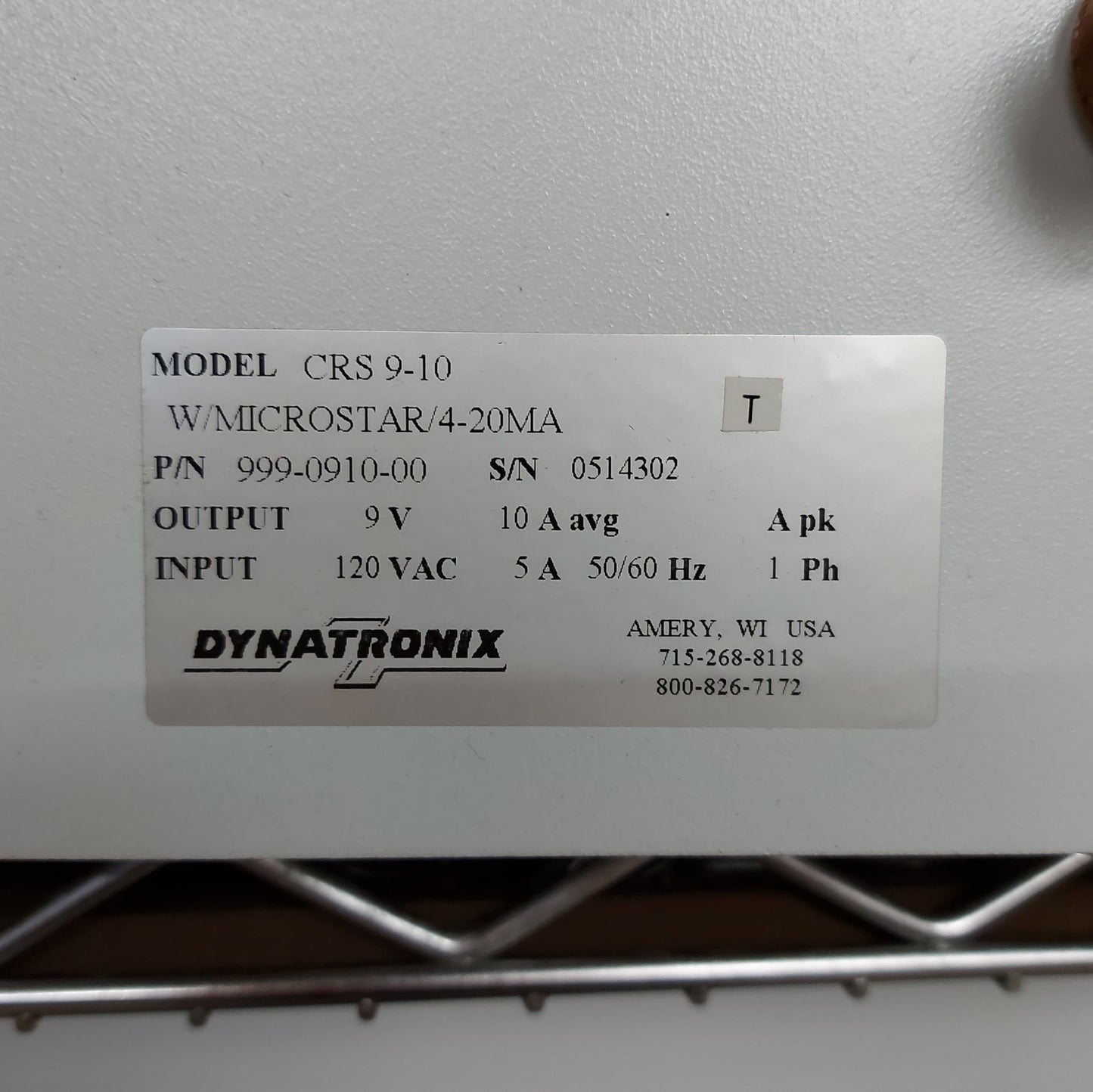 Used Dynatronix CRS9-10 DC Power Supply Out: 0-9VDC 0-10A In: 120VAC *Broken Switch*