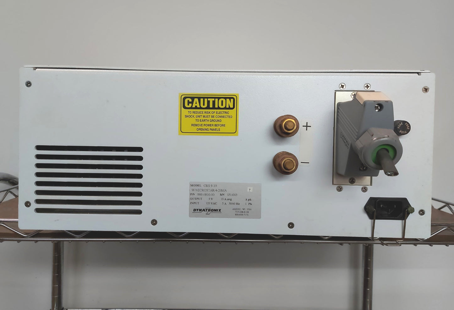 Used Dynatronix CRS9-10 DC Power Supply Out: 0-9VDC 0-10A In: 120VAC *Loud Fan*
