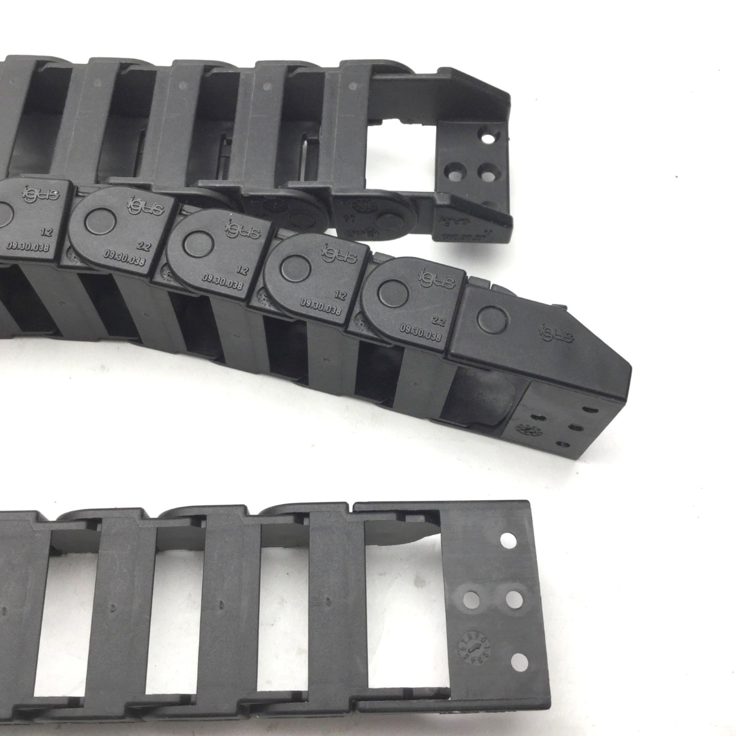 Used Lot of 3 Miscellanious Igus Energy Chains, 18" (L) x 1.5" (W) x .75" (H)