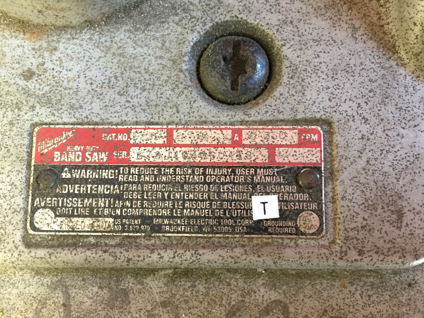 Used Milwaukee 6230 Heavy Duty Band Saw w/Case, Variable Speed 0-350 FPM, 120VAC 6A