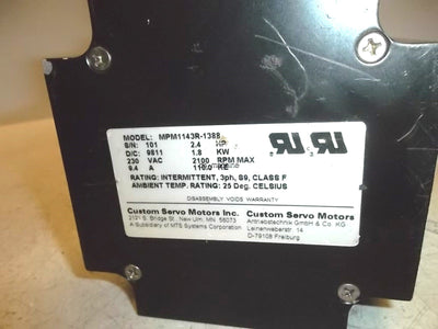 Used Parker Compumotor MPM1143R-1388 MaxPlus Rotary Servo Motor 2.4HP 2100RPM 230VAC