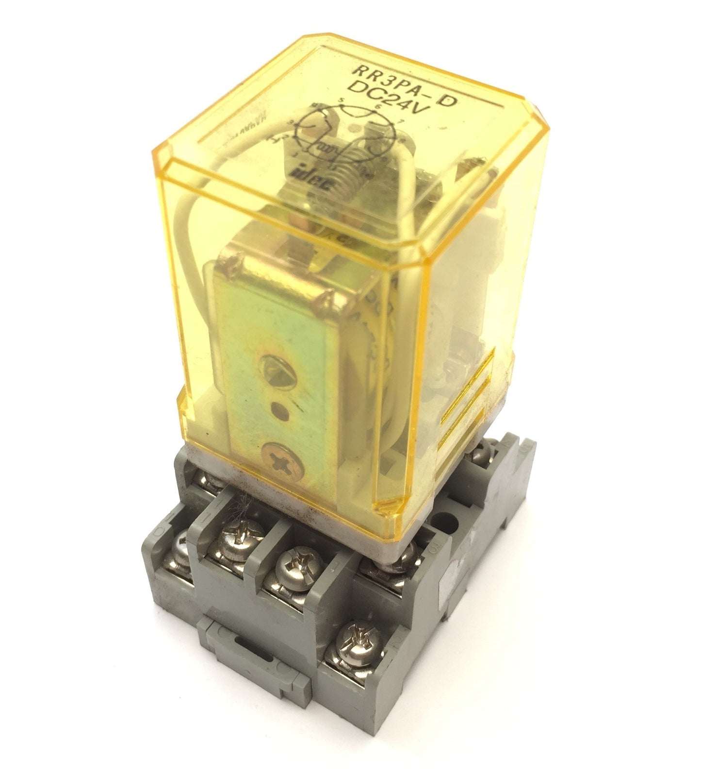 Used Lot of 5 Idec RR3PA-D Ice Cube Relays, Coil Voltage: 24VDC w/Socket Base SR3P-05