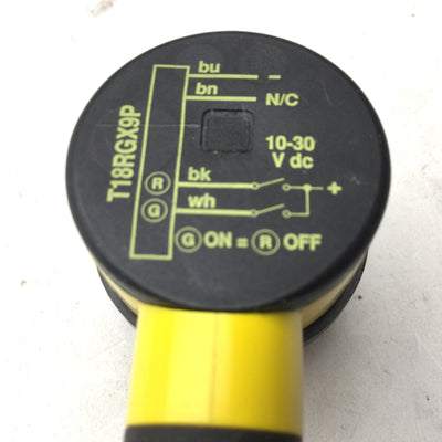 Used Banner T18RGX9P EZ-Light 2-Color Indicator, 10-30VDC, Red/Green/X, PNP