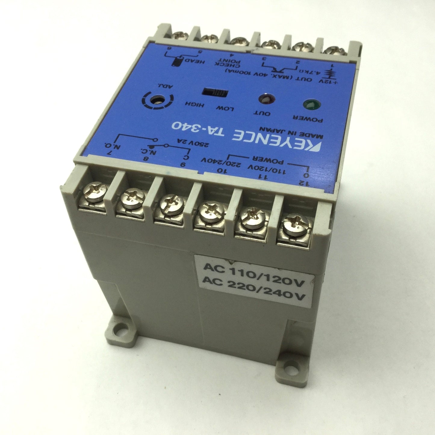 Used Keyence TA-340 Amplifier Unit SPDT 250VAC 2A Relay Contact Solid-State NPN 100mA