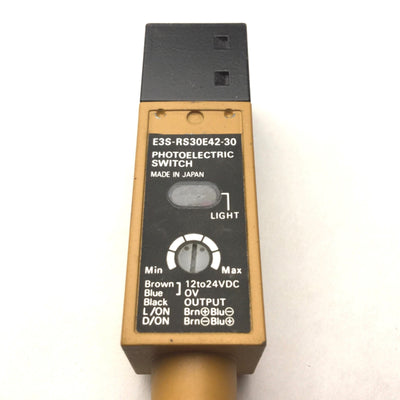 Used Omron E3S-RS30E42-30 Photoelectric Sensor, Voltage: 12-24VDC, 30cm Sensing