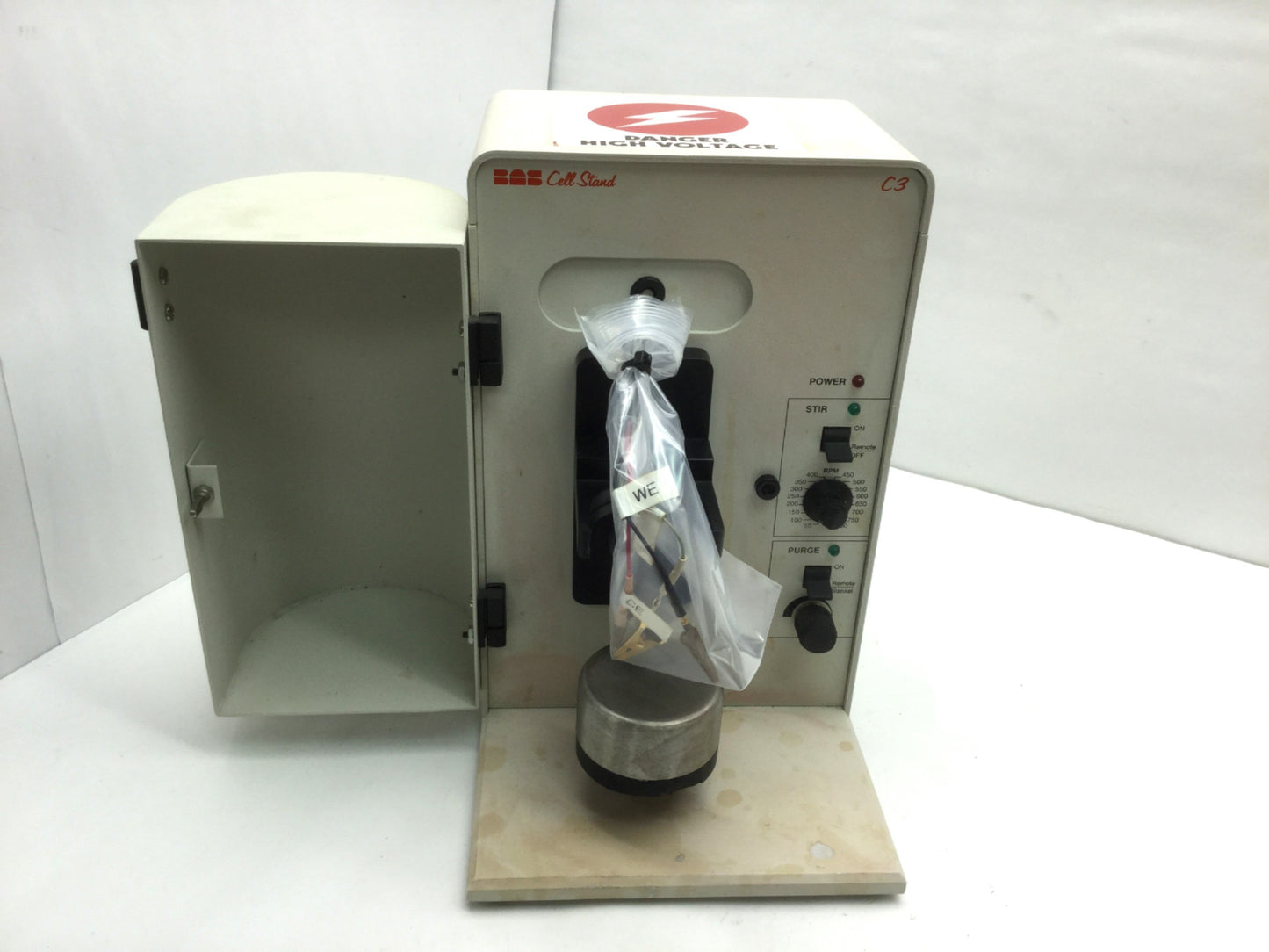 Used BASI Bioanalytical Systems C3 C-3 Cell Stand Faraday Cage Remote Stir and Purge