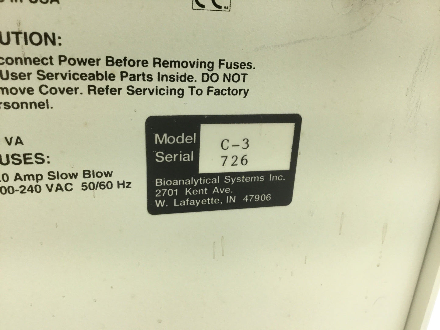 Used BASI Bioanalytical Systems C3 C-3 Cell Stand Faraday Cage Remote Stir and Purge