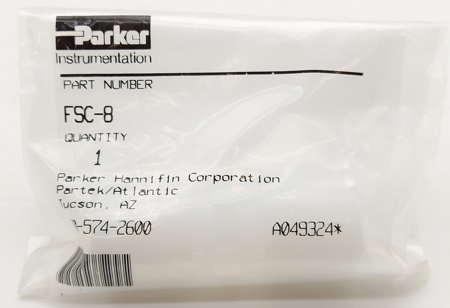 New Parker FSC-8 Parflare Straight Tube Connector, 1/2" to 1/2" Tube, PFA