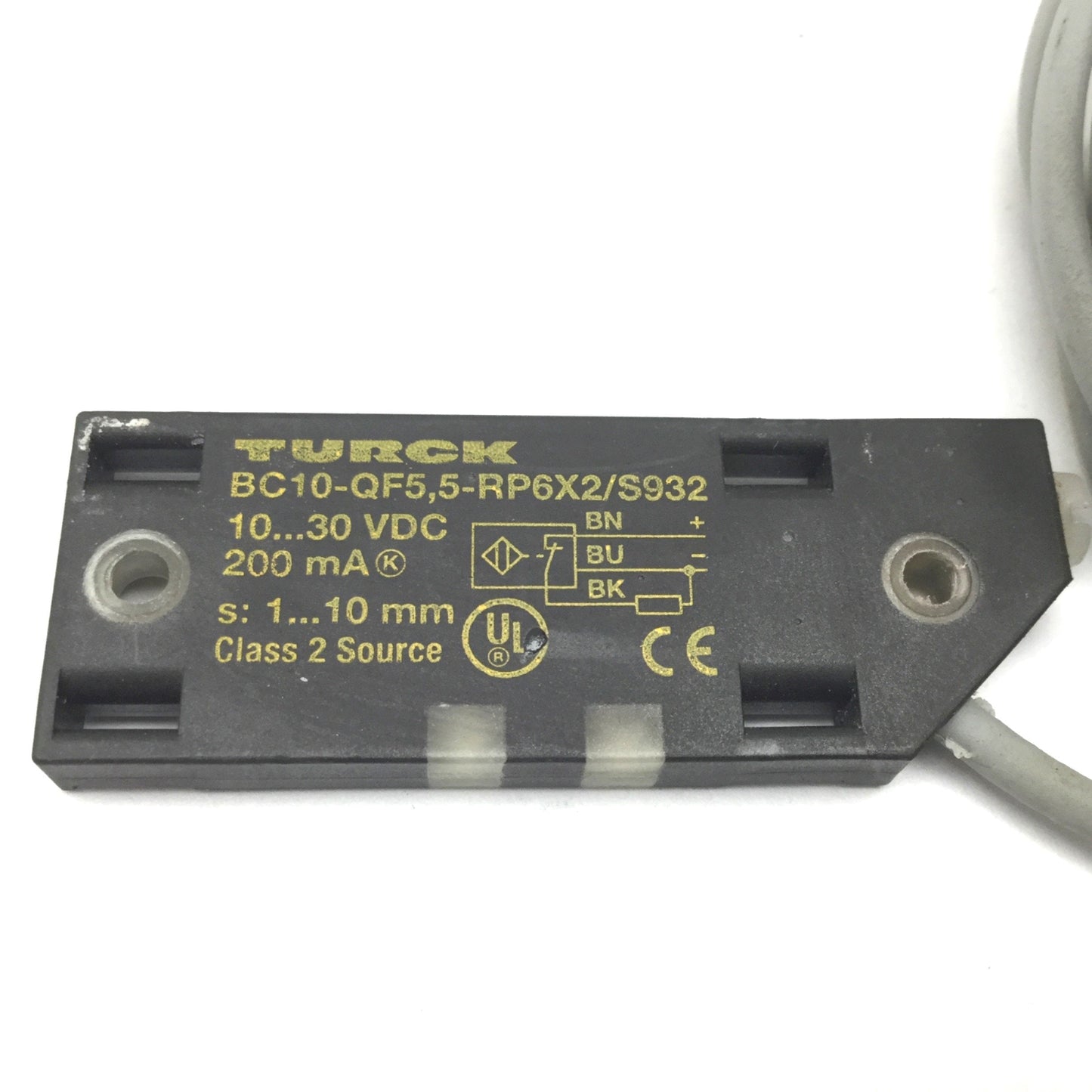 Used Turck BC10-QF5.5-RP6X2/S932 Capacitive Proximity Sensor, Range: 1-10mm, 10-30VDC