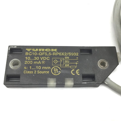 Used Turck BC10-QF5.5-RP6X2/S932 Capacitive Proximity Sensor, Range: 1-10mm, 10-30VDC