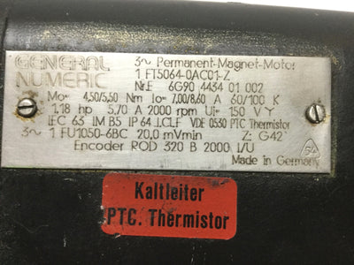 For Parts General Numeric 1FT5064-0AC01-Z SIMODRIVE 3PH Permanent Magnet AC Servo Motor