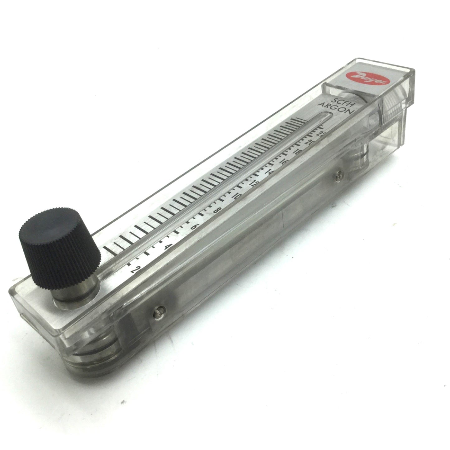 Used Dwyer 167872-00 Argon Flow Meter, 0-235 SCFH, 1/8"NPT, 8.75" x 2.75 x 1.5"