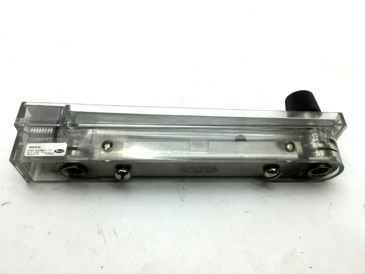 Used Dwyer 167872-00 Argon Flow Meter, 0-235 SCFH, 1/8"NPT, 8.75" x 2.75 x 1.5"