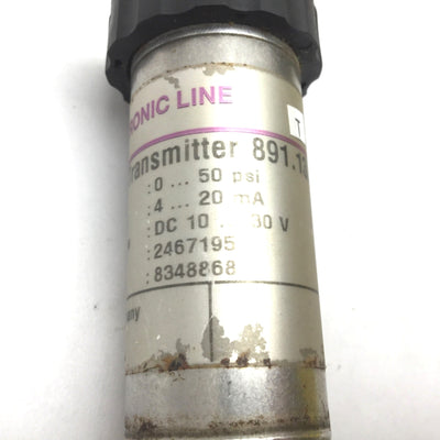 Used Wika 8348868 891.13.500 Pressure Transmitter Sensor, 0-50psi, 10-30VDC, 4-20mA