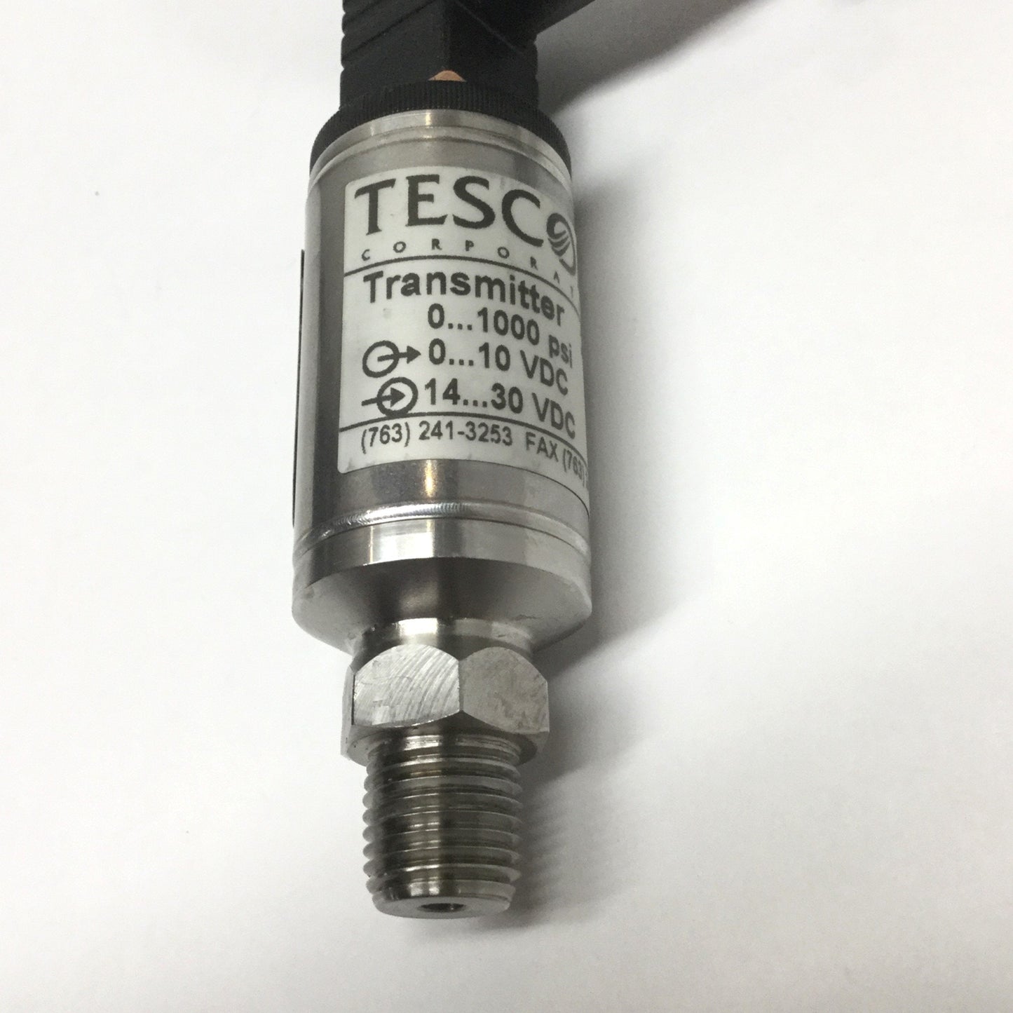 Used Tescom 200-1000-2527 Pressure Transmitter 0-1000psi, 1/4"NPT, 0-10VDC Transducer