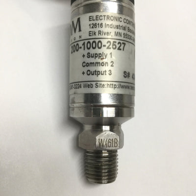 Used Tescom 200-1000-2527 Pressure Transmitter 0-1000psi, 1/4"NPT, 0-10VDC Transducer