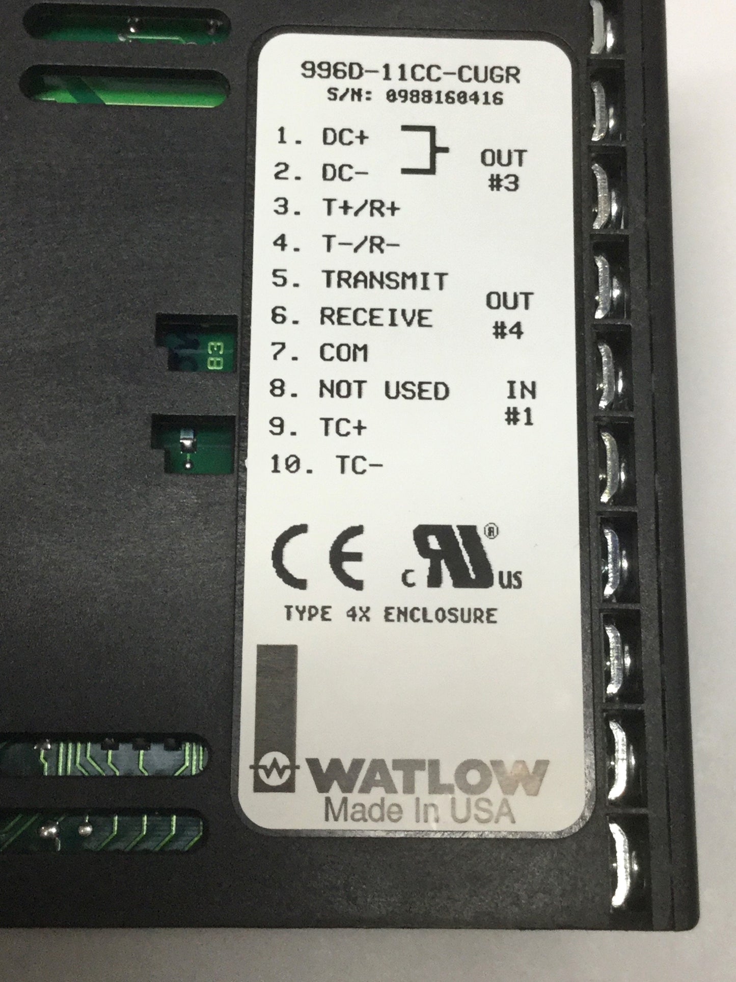 Used Watlow 996D-11CC-CUGR Temperature Process Controller, Dual Channel, 24VDC