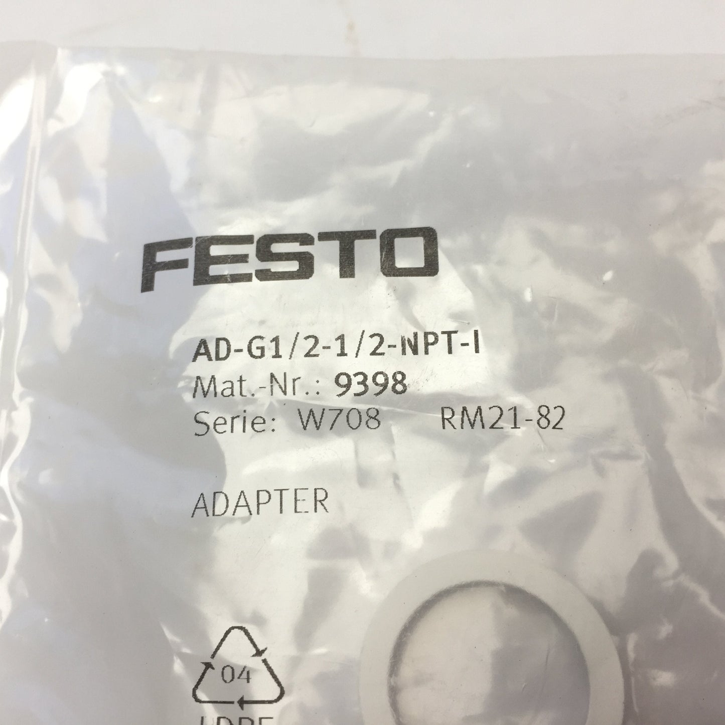 New Lot of 5 Festo AD-G1/2-1/2-NPT1 9398 Zinc Adapter G1/2 ISO Male x 1/2 NPT Female