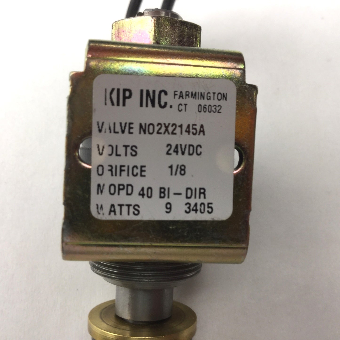 Used KIP N02X2145A Solenoid Valve, Orifice: 1/8", Voltage: 24VDC, Power: 9 Watts