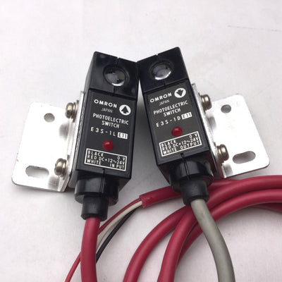 Used Omron E3S-1DE11 & E3S-1LE11 Photoelectric Transmitter and Receiver, 12-24VDC