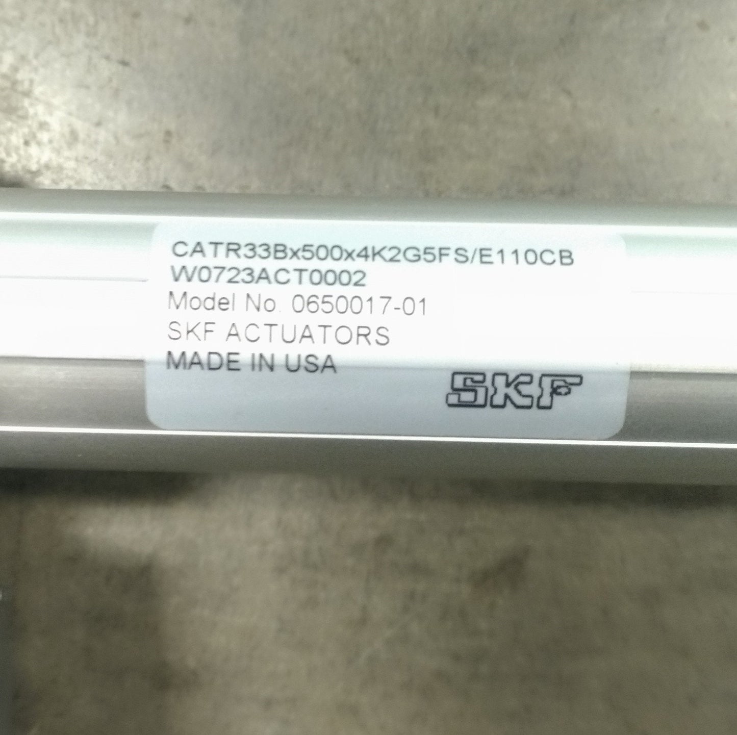 New Other SKF 0650017-01 Ball Screw Linear Actuator 500mm Stroke 38mm/sec 300lb 110VAC