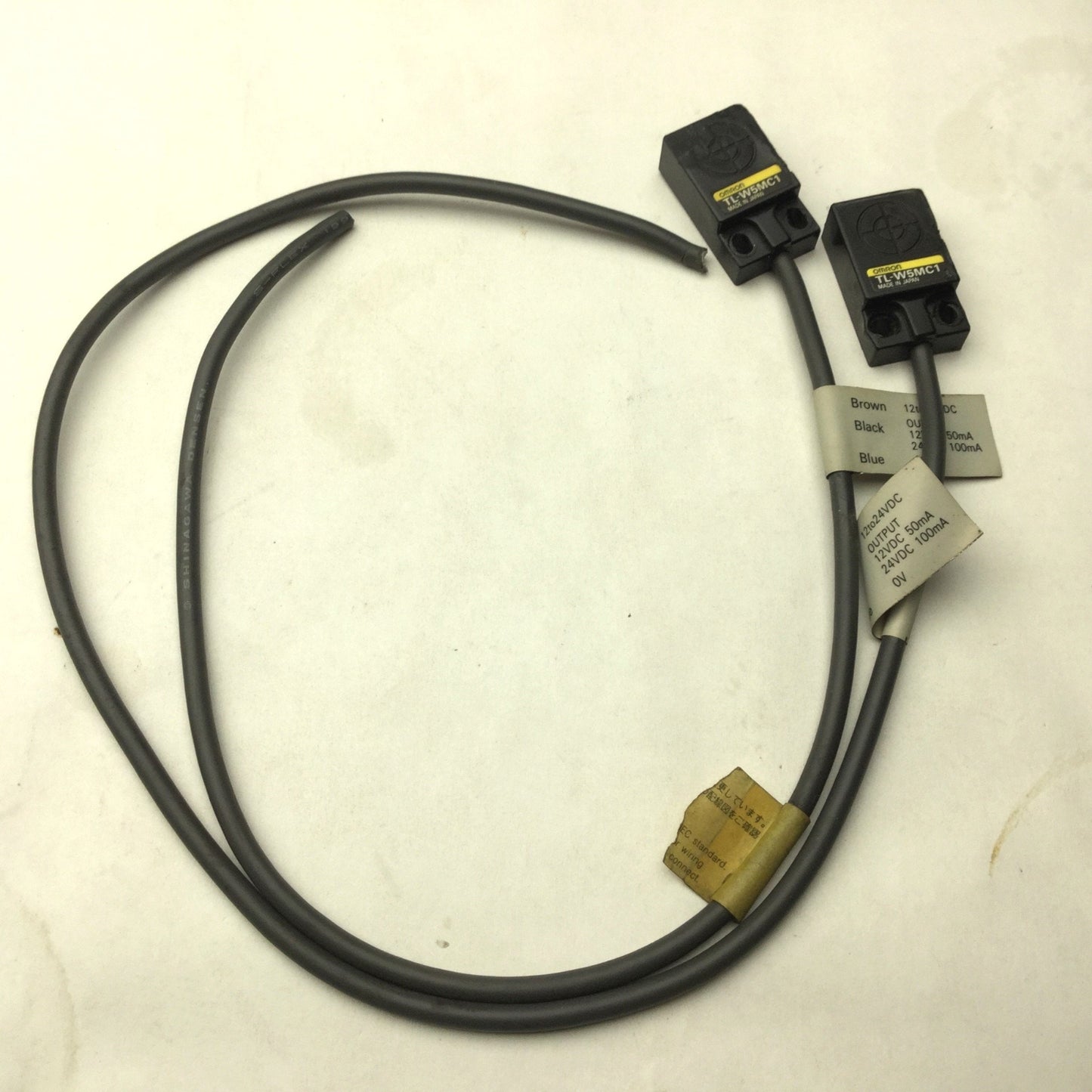 Used Lot of 2 Omron TL-W5MC1 Inductive Proximity Sensor, 24VDC, Range: 5mm, NPN