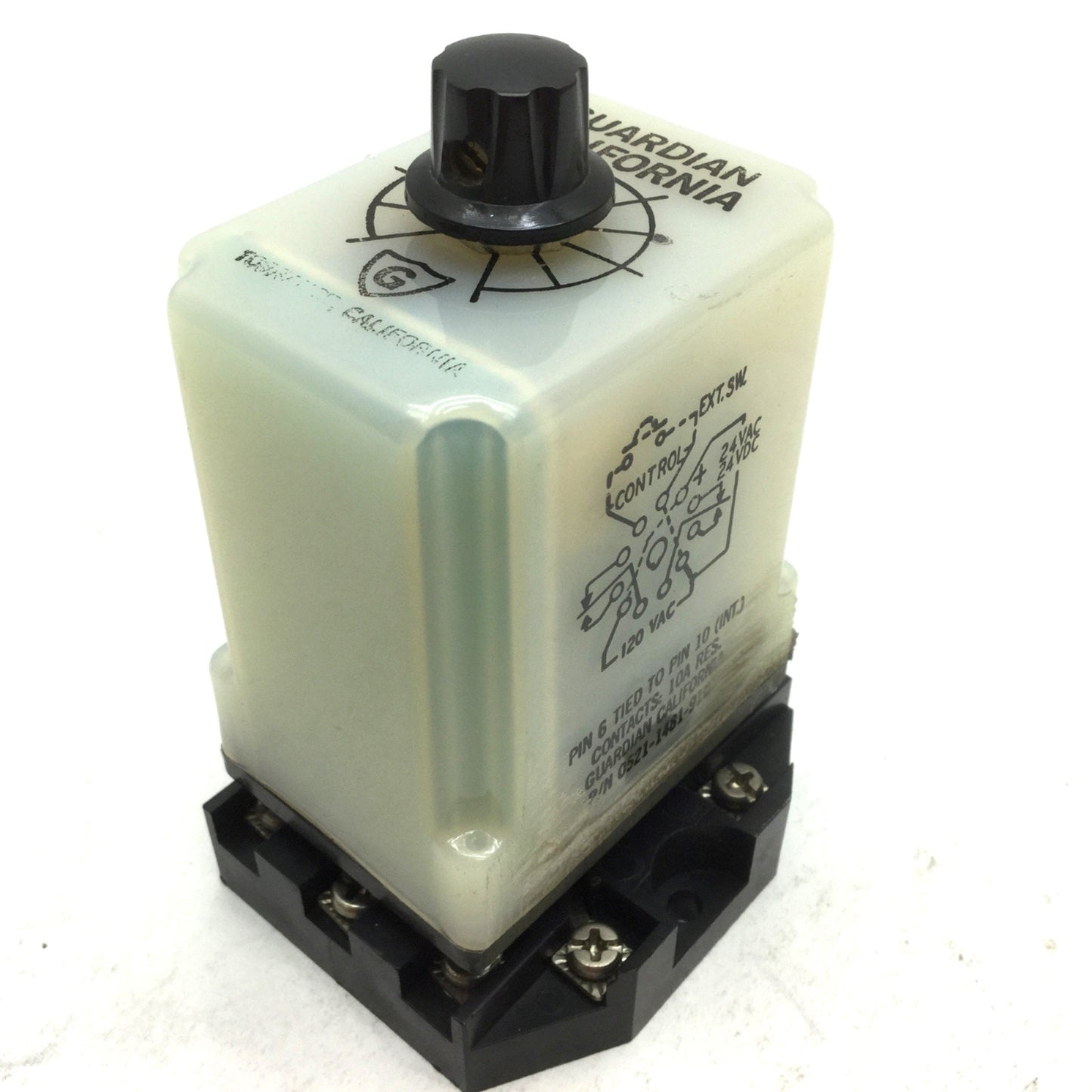 Used Guardian California 0521-1481-9100 Time Delay Relay 24V, 0.3-1.75 / 47-260 Sec