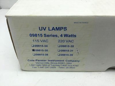 Used Cole-Parmer EW-09815-30 Ultraviolet Handheld Lamp 365nm 4 Watts 115 VAC/60Hz