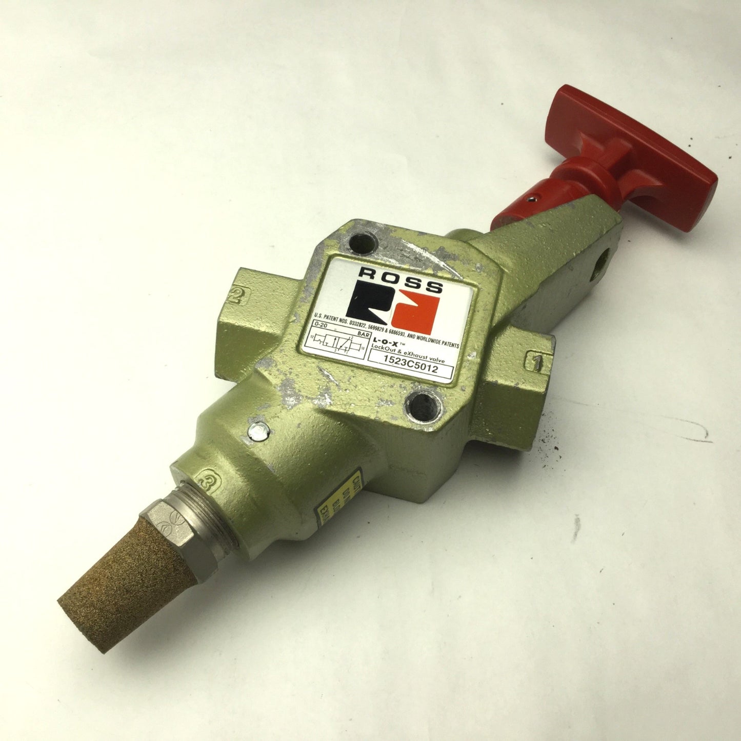 Used Ross 1523C5012 LockOut & Exhaust Valve, Ports: 3/4" NPT, 0-20 Bar