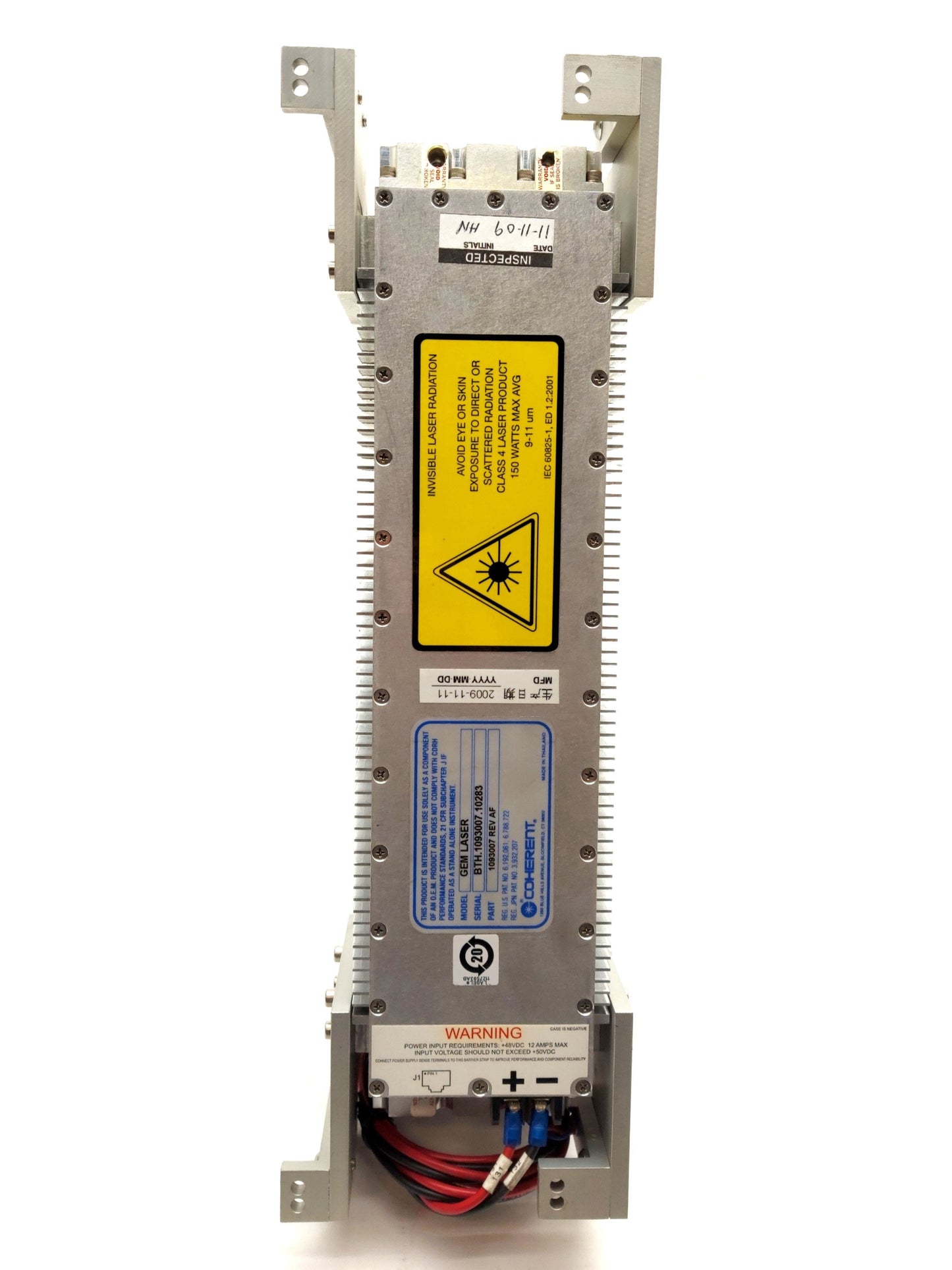 Used Coherent GEM-30 CO2 Laser Head, 30W, 10.6æm, ?1.8mm Beam, 48VDC 11.5A