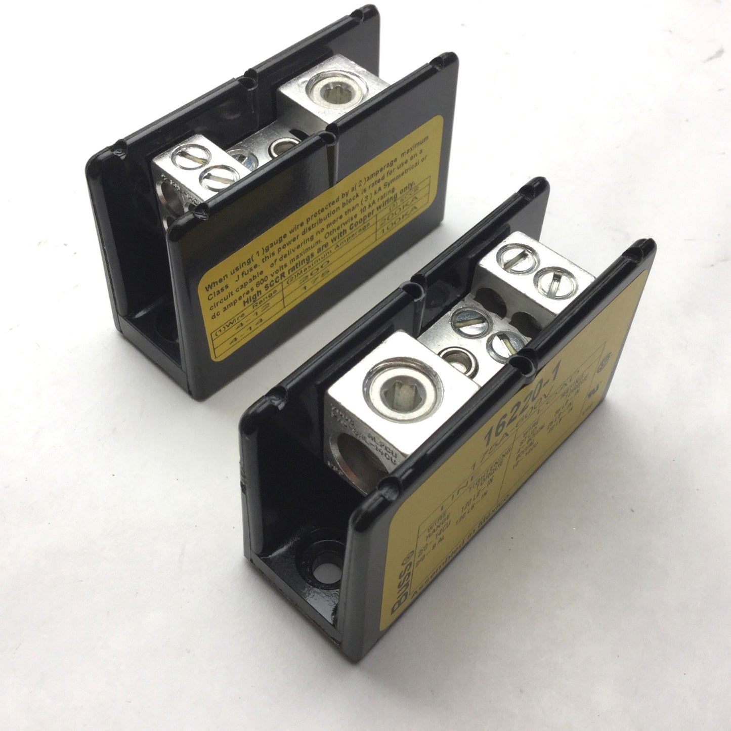 Used Lot of 2 BUSS 16220-1 Cable Connectors, Max: 175A, 600V, Wire Range: 4-12